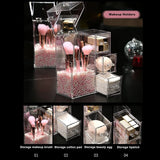 Cosmetic Brush Holder with 3 Pearl Drawers