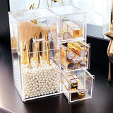 Cosmetic Brush Holder with 3 Pearl Drawers