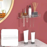 Cosmetics Organizer Wall Mounted Nail Polish Necklace Jewelry Display Rack