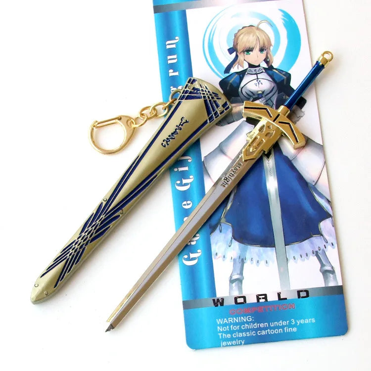 Anime Game FATE Night Saber Keychain with Scabbard