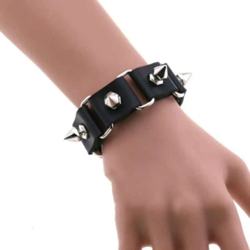 Studded Punk Bracelet Gothic Rivet Buckle Cuff Wristband