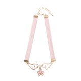 Cosplay Pendant Necklace Enamel Wing Star Heart Cherry Blossom Velvet Necklace