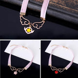 Cosplay Pendant Necklace Enamel Wing Star Heart Cherry Blossom Velvet Necklace