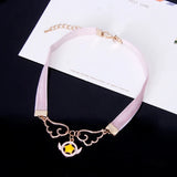 Cosplay Pendant Necklace Enamel Wing Star Heart Cherry Blossom Velvet Necklace
