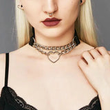 Vintage Gothic Leather Heart Choker Necklace