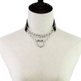 Vintage Gothic Leather Heart Choker Necklace