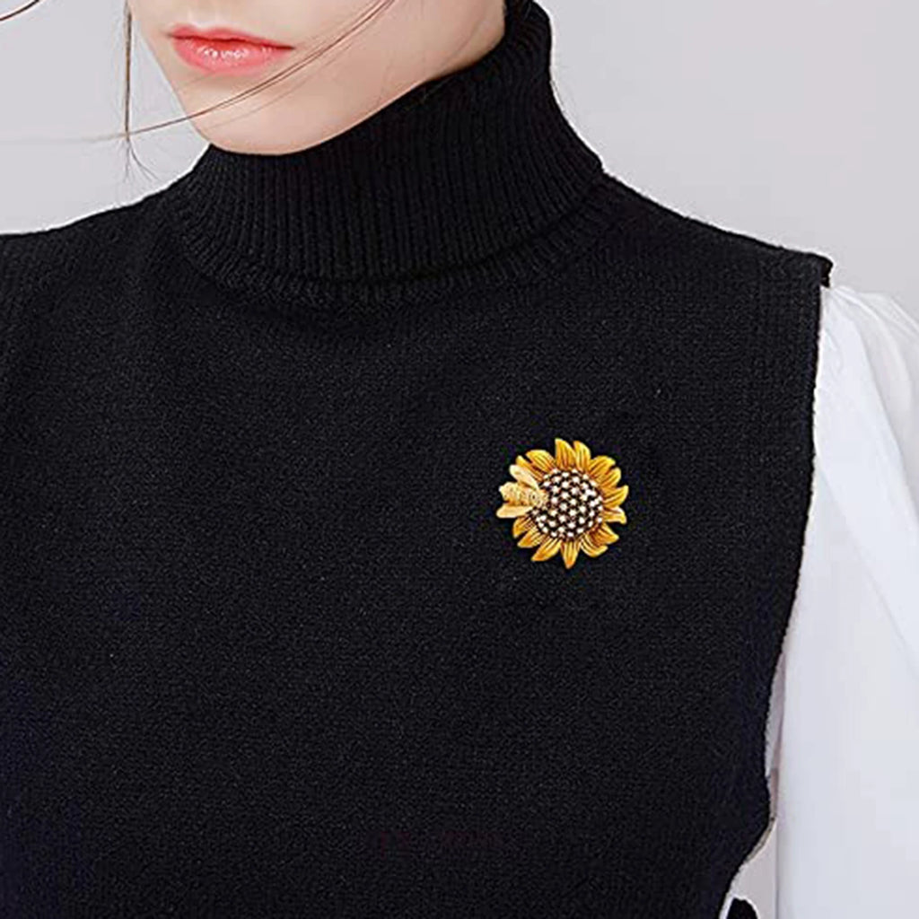 Vintage Flower Brooch Pin Crystal Jewelry for Women