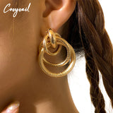 Punk Thick Circle Stud Earrings for Women