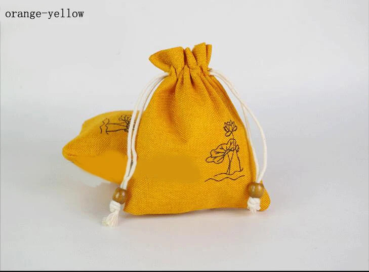 Cotton Linen Jade Jewelry Packing Bags Drawstring Gift Bags