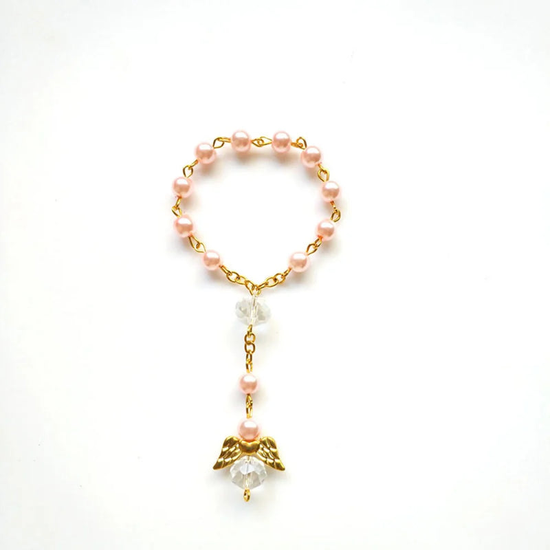 Pink Pearl Rosary Bracelet Mini Finger Decade Rosary