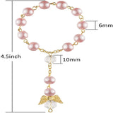 Pink Pearl Rosary Bracelet Mini Finger Decade Rosary
