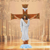 Crucifix Cross Statue Jesus Christ Figurine Resin Easter Chapel Decor