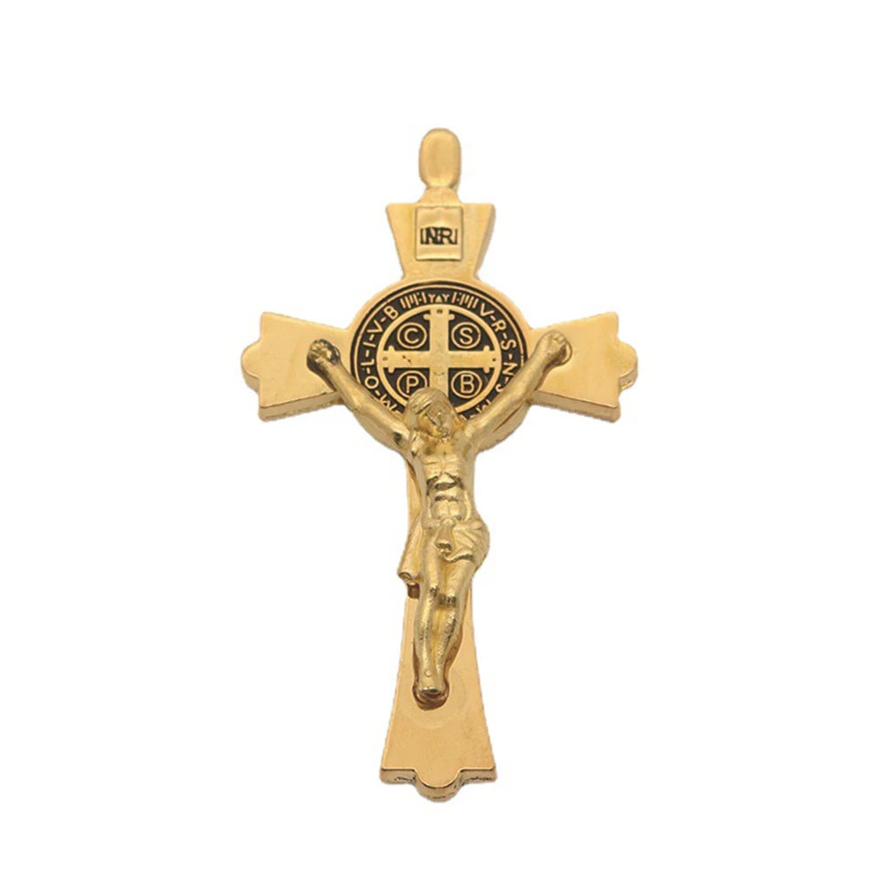 Vintage St Benedict Crucifix Pendant Necklace Charms