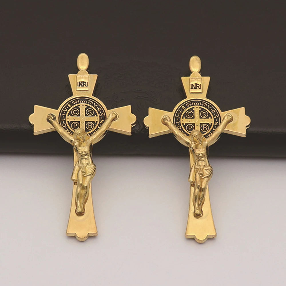 Vintage St Benedict Crucifix Pendant Necklace Charms