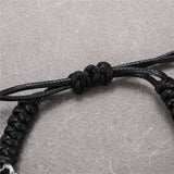 Cottvott Silver Cuban Link Chains Bracelet Adjustable Braided Leather Rope Chain