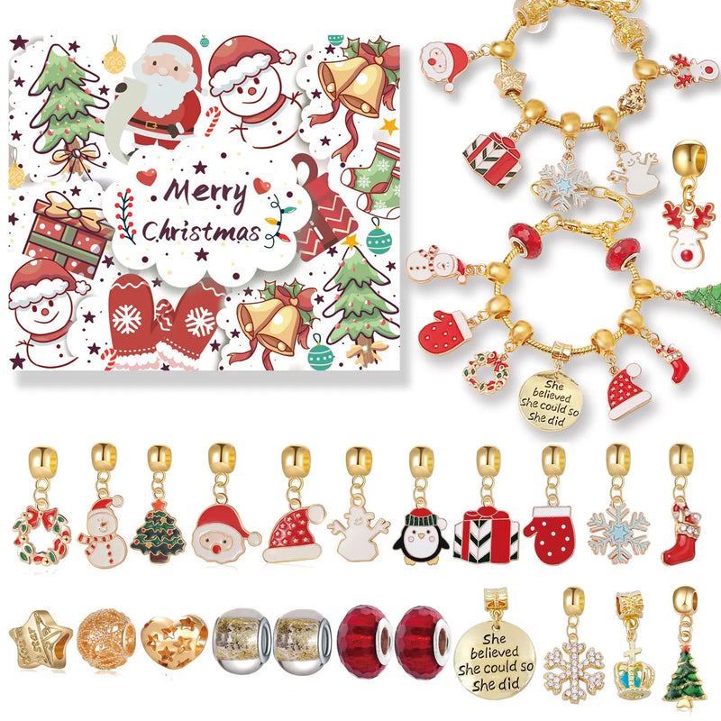 Christmas Theme Advent Calendar Jewelry for Girl Countdown To Christmas DIY
