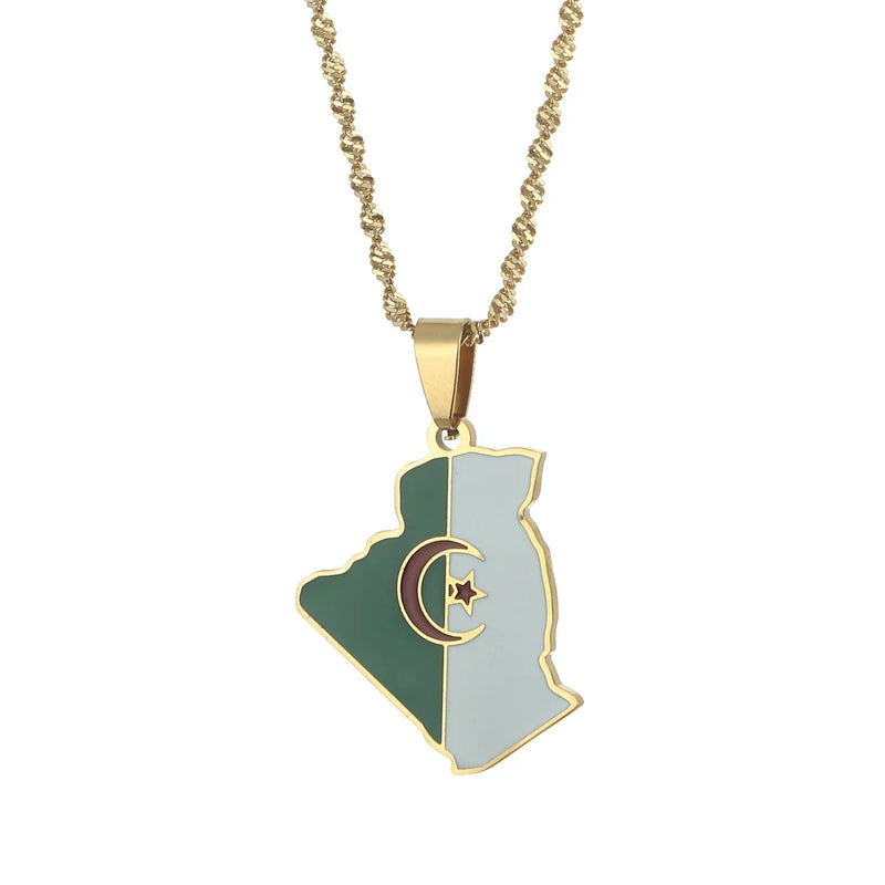 Algeria Map Necklace Pendant Jewelry Map of Algeria Necklaces