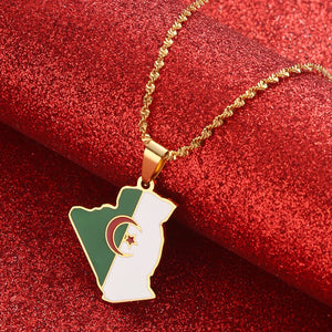 Algeria Map Necklace Pendant Jewelry Map of Algeria Necklaces