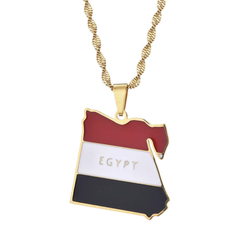 Egypt Map Flag Pendant Necklace Egyptians Jewelry