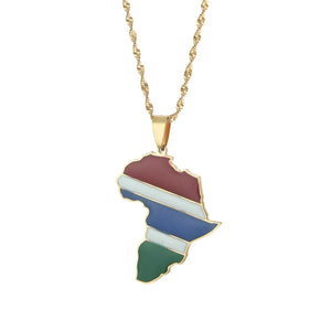 Gambia Map Flag Necklace Pendants Jewelry Gambian Gift
