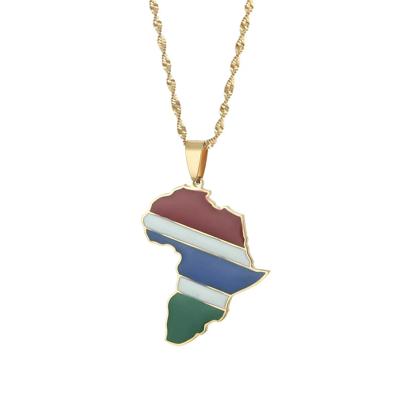 Gambia Map Flag Necklace Pendants Jewelry Gambian Gift