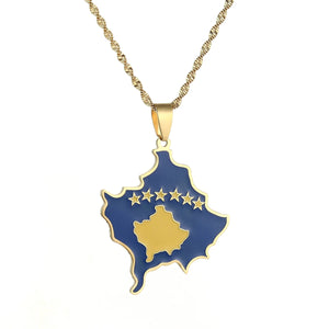 Kosovo Flag Necklace for Women