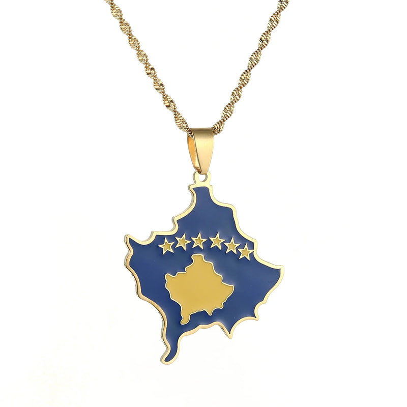Kosovo Flag Necklace for Women