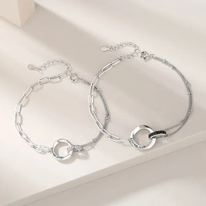 925 Sterling Silver Couple Bracelet Set