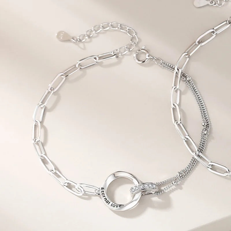925 Sterling Silver Couple Bracelet Set