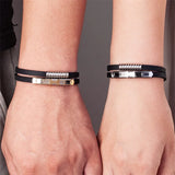 Cross Stainless Steel Couple Bracelet Double Layer Silicone Bangles