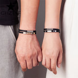 Cross Stainless Steel Couple Bracelet Double Layer Silicone Bangles