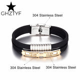 Cross Stainless Steel Couple Bracelet Double Layer Silicone Bangles
