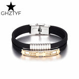 Cross Stainless Steel Couple Bracelet Double Layer Silicone Bangles