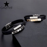 Cross Stainless Steel Couple Bracelet Double Layer Silicone Bangles