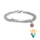 Engraved Stainless Steel Couple Bracelet with Stone