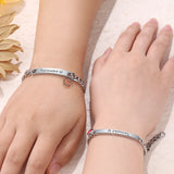Engraved Stainless Steel Couple Bracelet with Stone