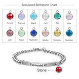 Engraved Stainless Steel Couple Bracelet with Stone