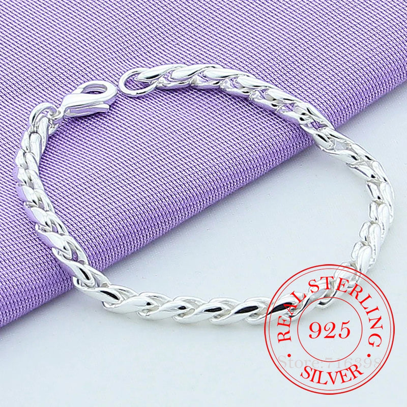 925 Silver Snake Chain Bracelets for DIY Jewelry Gift
