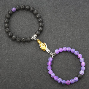 Couple Charm Magnetic Bracelets Natural Stone Chakra Bangles