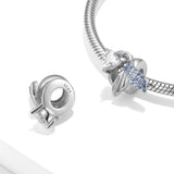 925 Silver Zircon Mermaid Tail Charm Couple Ring, Love Bead for Women