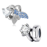 925 Silver Zircon Mermaid Tail Charm Couple Ring, Love Bead for Women