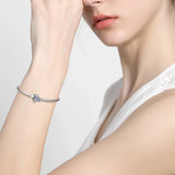 925 Silver Zircon Mermaid Tail Charm Couple Ring, Love Bead for Women