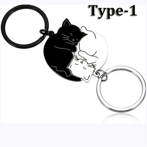 Couple Gift Keychain for Cat Lover Him Her Husband Wife