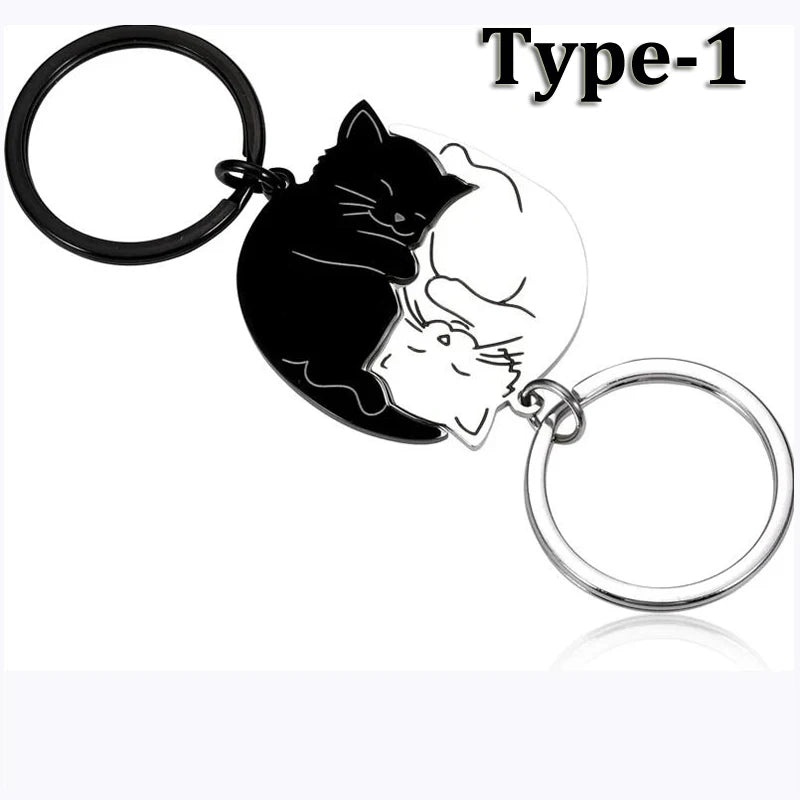 Couple Gift Keychain for Cat Lover Him Her Husband Wife