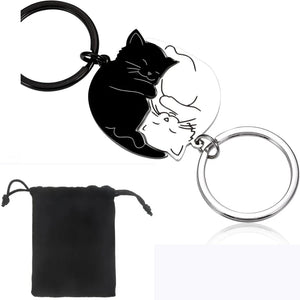 Couple Gift Keychain for Cat Lover Him Her Husband Wife