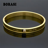 Stainless Steel Crystal Cuff Love Bracelet Women Jewelry
