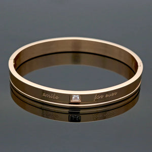Stainless Steel Crystal Cuff Love Bracelet Women Jewelry