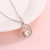 Couple Heart Love Pendant 925Sterling Silver Necklace for Women Girlfriend