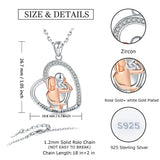 Couple Heart Love Pendant 925Sterling Silver Necklace for Women Girlfriend