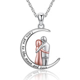 Couple Heart Rose Pendant Chain 925 Sterling Silver Wife Necklace
